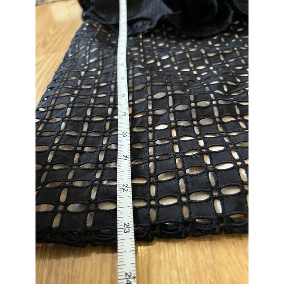 J Crew Black Nude One Shoulder Eyelet Blouse Size 00 - Picture 7 of 8